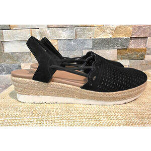 EARTH Black Espadrille Slingback Sandal Buran Azalea Leather Closed Toe 8.5 M